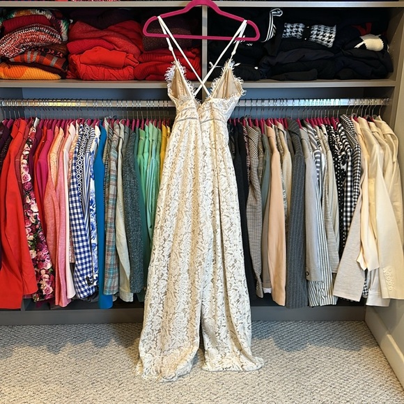 Unbranded ivory lace overlay adjustable straps v neck jumpsuit size XS - Picture 3 of 3